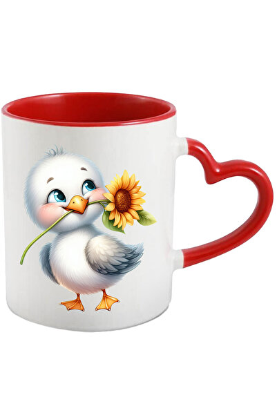 StoryGift Romania Cana Cu Un Puisor Alb Care Tine O Floare In Cioc | Ilustratie | Floarea-soarelui, Cu ,stg