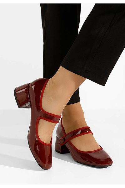B T Shoes Annaliese Red Chunky Heel Shoes