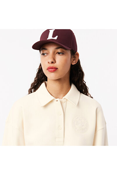 Lacoste Kadın Relaxed Fit Polo Yaka Krem Sweatshirt