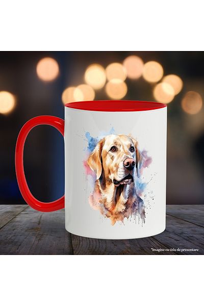 StoryGift Romania Mug With Labrador, Purebred Dog, Watercolor, Illustration, Multicolor 330 ml, Wax, With ,STG