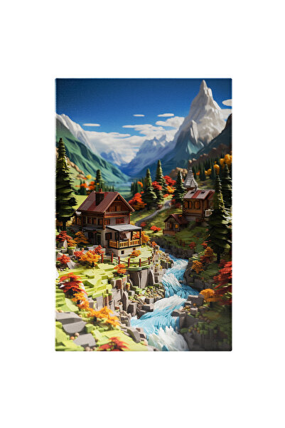 StoryGift Romania Tablou Canvas 70 X 50cm Vacanta La Munte Cabane Margine Rau...