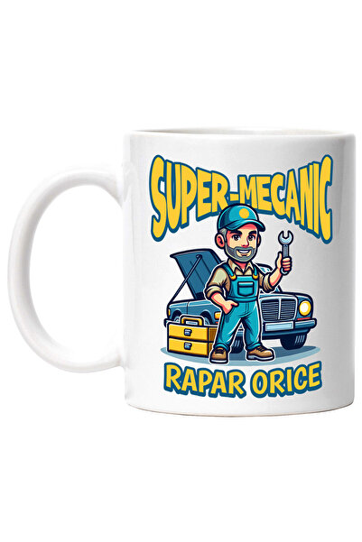 StoryGift Romania Cana Cu Barbat Cu Sapca Si Salopeta Albastra Masina In Lucr...