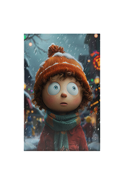 StoryGift Romania Tablou Canvas: Animație Băiețel Uimit Cu Ochii Mari Îmbrăca...