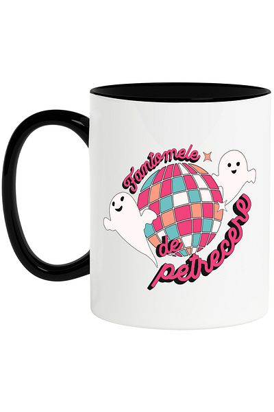 StoryGift Romania H4ALLowen party ghosts mug, 330ml, Ceramic with Man, With