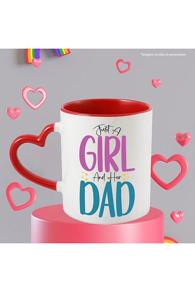 StoryGift Romania Mug with stars and the text "Just a girl and her dad" - just a girl and her dad, With,STG