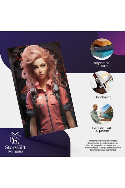 StoryGift Romania Tablou Canvas: Papusa Electrician Animatie, Blond, Lucrari De Arta, Costum, Divertisment, Mod