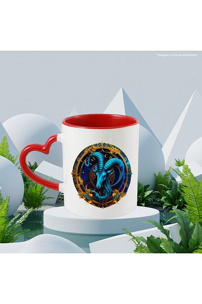 StoryGift Romania Mug with a ram's head | illustration | zodiac sign | abstract art | circle | symbol, With ,STG.