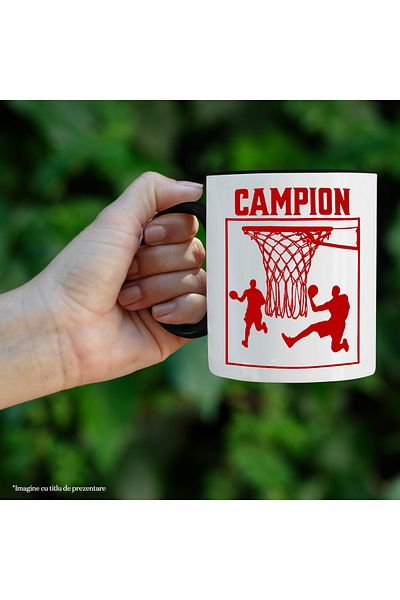 StoryGift Romania Basketball Players Sport Basket Champion Mug, 330ml, Ceramic with Black Handle, With Handle