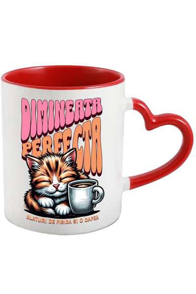 StoryGift Romania Cana Pisica Somnoroasa Si Ceasca De Cafea Text Dimineata Pe...