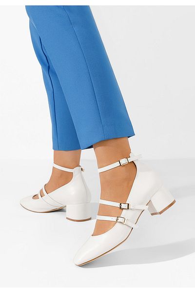 B T Shoes White Karta chunky heel shoes