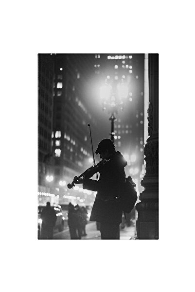 StoryGift Romania Tablou Canvas: Violonist Pe Stradă Luminată Cu Felinare Și ...
