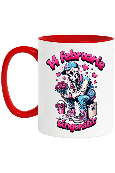 StoryGift Romania Cana 14 Februarie Singuratic Schelete Suparata Valentine's Day, 330ml, Ceramic C, Cu ,stg