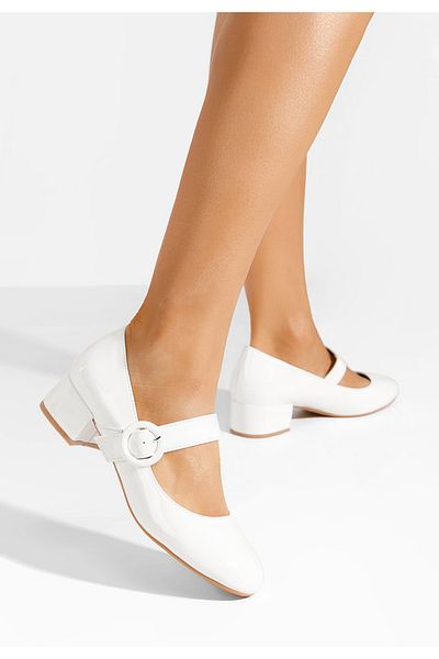 B T Shoes Adevana White Low Heel Shoes