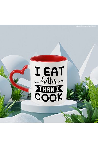 StoryGift Romania Mug for those who eat better than they cook with Red Heart Handle, With Heart Handle, STG.