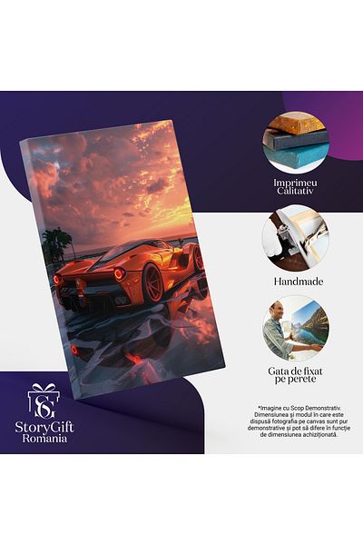 StoryGift Romania Canvas Painting: Fireball On The Water Surface Sunset Horizon With Beautiful Sky Water With Tarpaulin Painting D