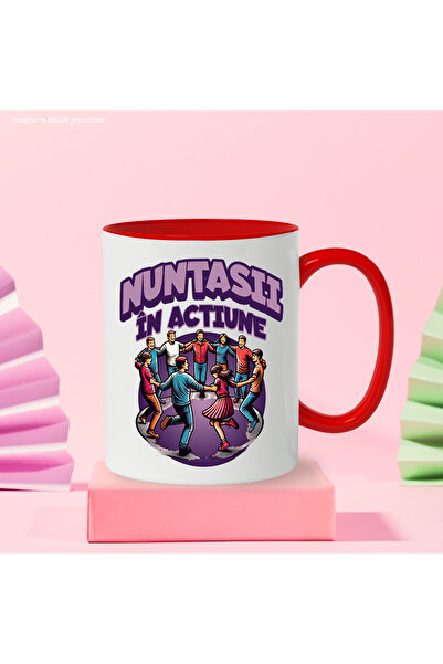 StoryGift Romania Wedding Mug in Action, Marriage Family Party, 330ml, Ceramic with R Handle, With, STG