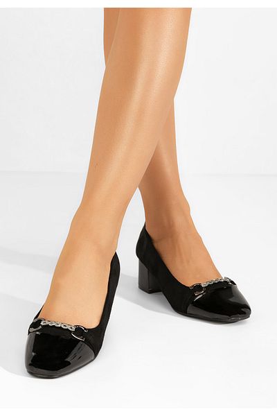 B T Shoes Pantofi Cu Toc Gros Saila Negri