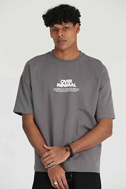 GIA - ART Tricou oversize cu imprimeu minimal pentru bărbați, cu 2 fire, conf...