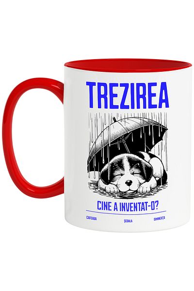 StoryGift Romania Mug awakening who invented it dog sleeping under the shade, 330ml, Ceramic with R Handle, With