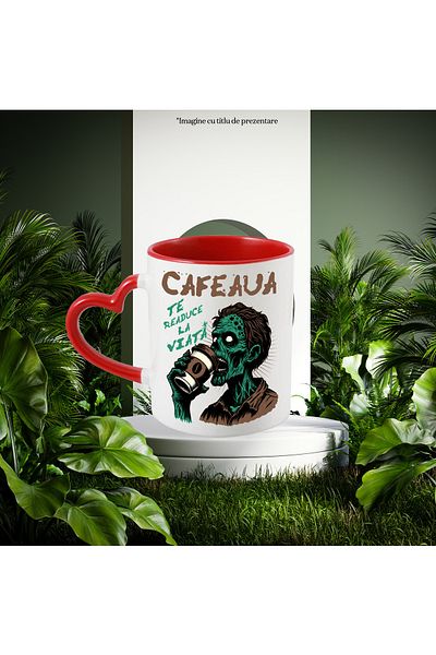 StoryGift Romania Coffee Mug Brings You Back to Zombie Life with Coffee, 330ml, Ceramic with Heart Handle, With ,STG