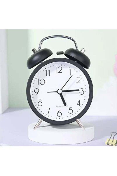 PUFO Prime table alarm clock with dial lighting button, metallic, 15 cm, black