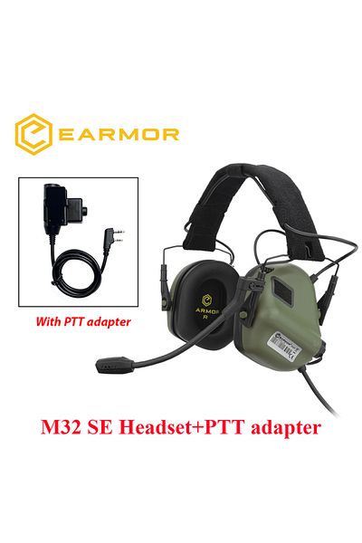Choice سماعات أذن تكتيكية لتقليل الضوضاء مزودة بخوذة ARC باللون الأخضر مع PTT EARMOR M32 MOD4/SE للرماية