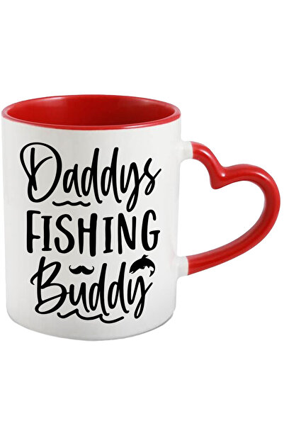 StoryGift Romania Cana Pentru Fiul Cu Care Tatal Se Duce La Pescuit - Peste Lac Cu Maner Inima Ros, Cu ,stg