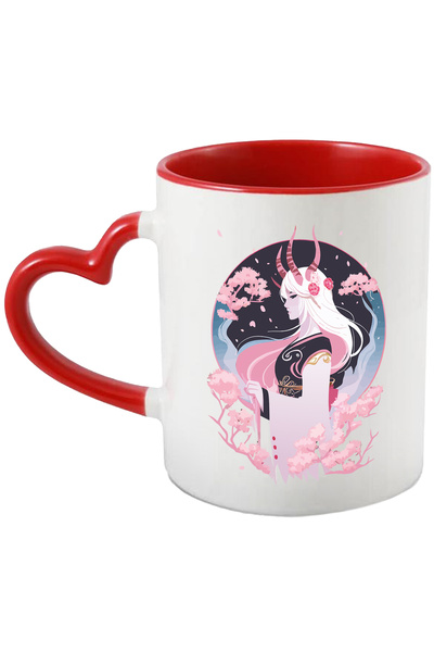 StoryGift Romania Cana Cu Demon, Femeie, Asiatic, Copaci, Munti, Petale, Multicolor 330 Ml, Cerami, Cu ,stg