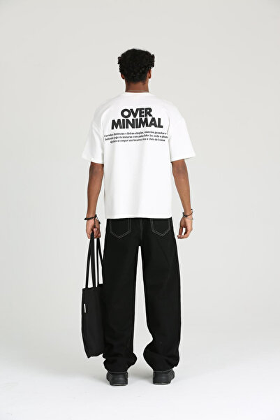 GIA - ART Oversize Over Minimal Baskılı Erkek Rahat Kalıp 2 İplik Tişört