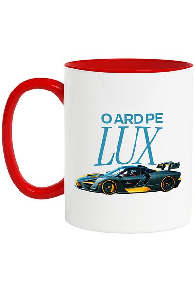 StoryGift Romania Cana O Ard Pe Lux Masina De Curse Tunata Viteza, 330ml, Ceramic Cu Maner Rosu, Cu Man,stg