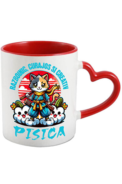 StoryGift Romania Cana Cu Pisica Cu Tinuta Si Sabii De Ninja Motan Text Razboinic Curajos Si Creat, Cu ,stg