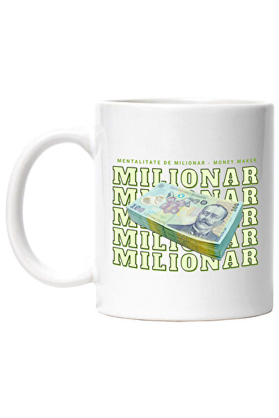 StoryGift Romania Cana _milionar_ - 100 Lei Romanesti, 330ml, Ceramic Cu Mane...