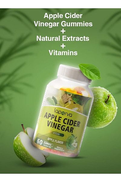 Laperva Apple Cider Vinegar Gummies, Apple, 60 Gummies