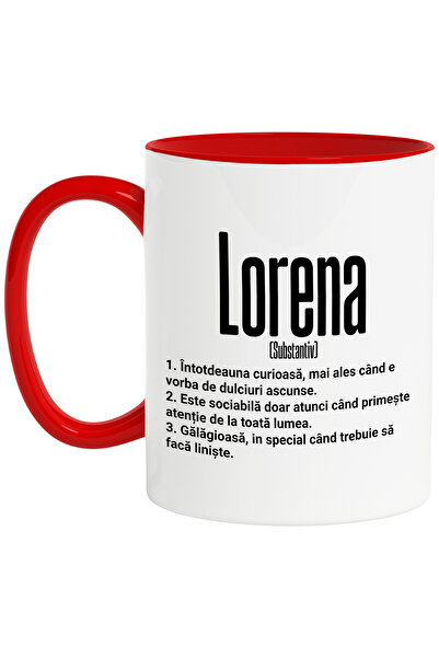 StoryGift Romania Cana Cu Numele Lorena, Si Mesaj Amuzant, Curioasa, Sociabil...