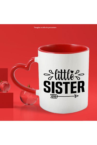 StoryGift Romania Mug for a beloved and good little sister with the message "Little sister" - hearts, With, STG