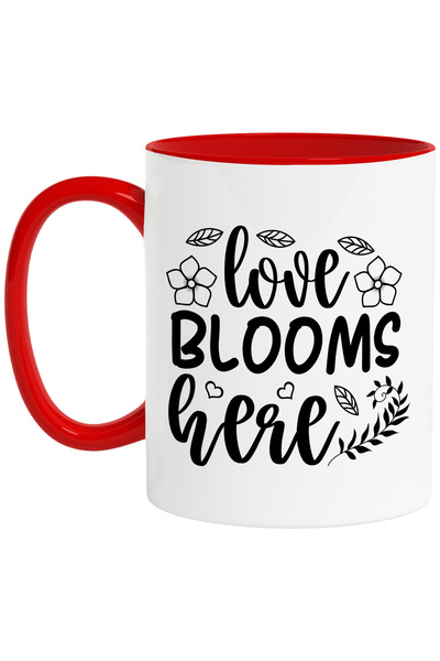 StoryGift Romania Cana Cu Floricele Si Cu Textul In Engleza "love Blooms Here...