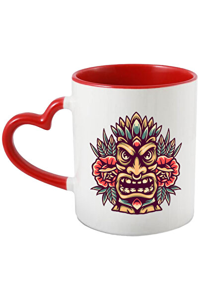 StoryGift Romania Cana Cu Masca, Totem, Flori, Frunze, Tropical, Piercing, Multicolor 330 Ml, Cera, Cu ,stg