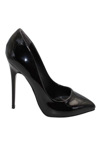 Celira Siyah Rugan Topuklu 10 Cm Kadın Stiletto Ayakkabı