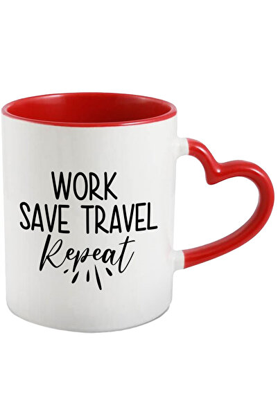 StoryGift Romania Cana Cu Textul "work, Save, Travel, Repeat" - Munceste Econ...