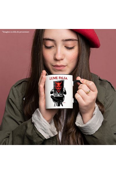 StoryGift Romania Mug Man with Newspaper Devil Text Fake World Who Are You_, 330ml, Ceramic with Handle Ne, With ,STG