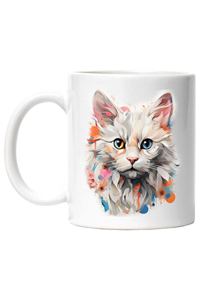 StoryGift Romania Cana Cu Pisica, Geometric, Ilustratie Abstracta, Ochi, Buli...