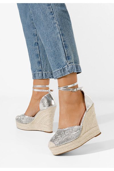 B T Shoes Jolyne silver espadrille platform sandals