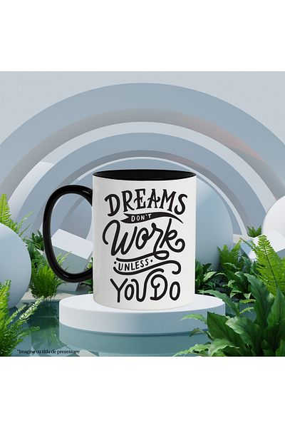 StoryGift Romania Mug With Message In English Dreams Don't Work Unless You Do, Dreams, Work, Flag, Bu, With