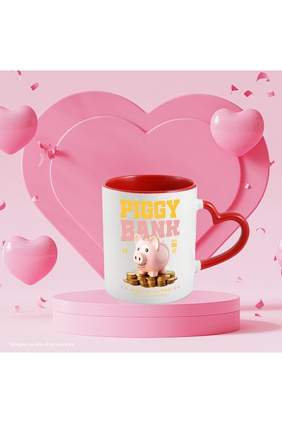 StoryGift Romania Mug with Piggy Bank Pig with Money Gold Coins Text Piggy Bank, Invest Banknotes, With ,STG.