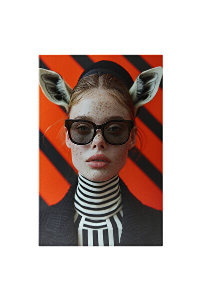 StoryGift Romania Tablou Canvas Tanara Cu Pistrui Si Urechi Albe Ascutite Cu ...