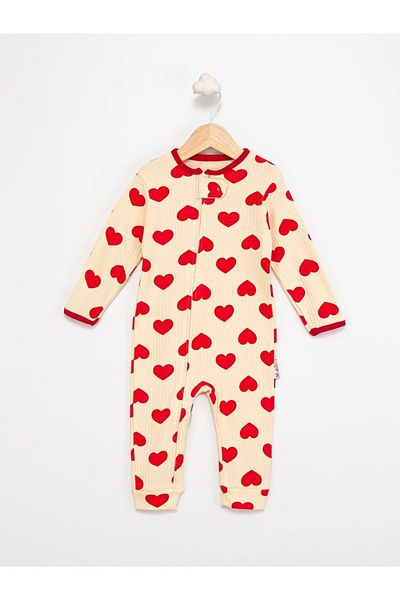 DEFNE LİNA BABY Baby Girl Printed Cotton Cuffed 3-Piece Jumpsuit Set Colorful Patterned 9-12-18 Months Baby Outfit
