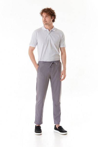 Fulla Moda Buttoned Jogger Trousers with Tie Waist