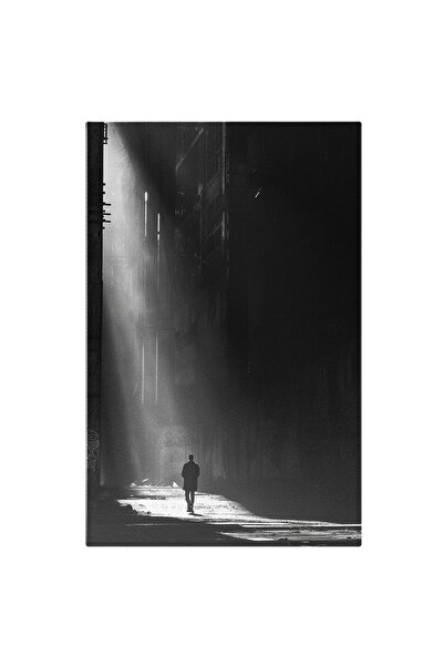 StoryGift Romania Tablou Canvas: Figură Cu Spatele Mergând Pe Stradă În Lumin...