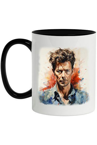 StoryGift Romania Mug With David Bowie, Singer, Artist, Celebrity, Multicolor 330 ml, Ceramic, With