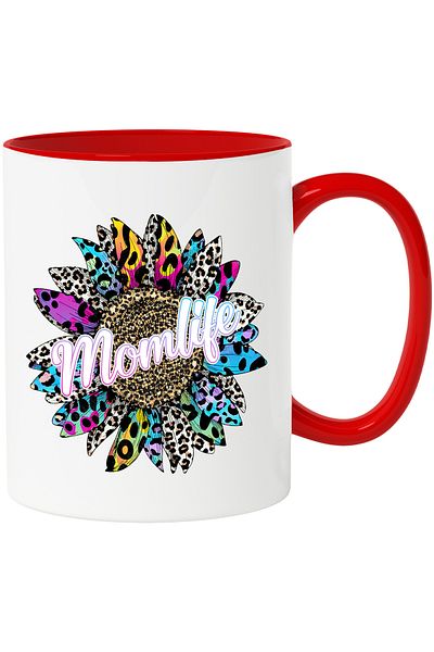 StoryGift Romania Mug with the message "Momlife", illustration, mother's life, flower, petals everywhere, With